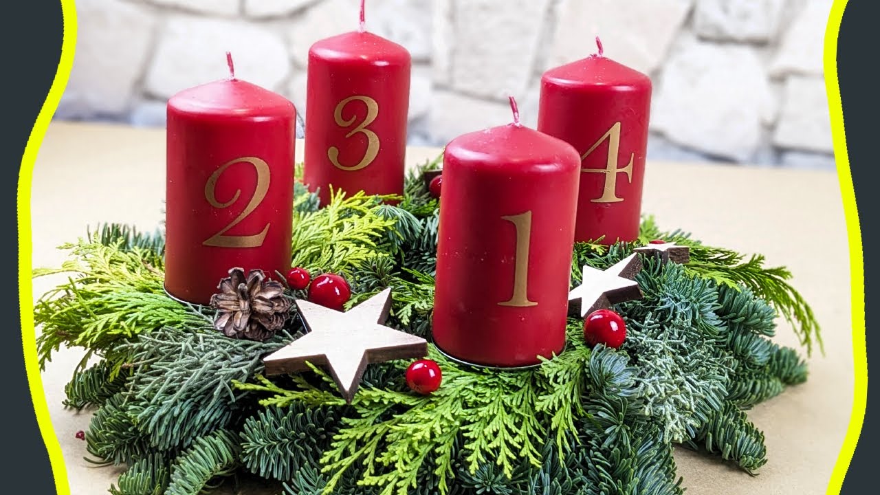 Adventskranz mit roten Kerzen selber machen 🎄🕯🕯🕯🕯🤩
