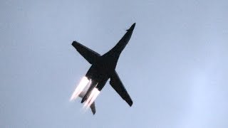 B-1B Lancer departing with afterburners into the clouds at Oshkosh 2018 - Wednesday night