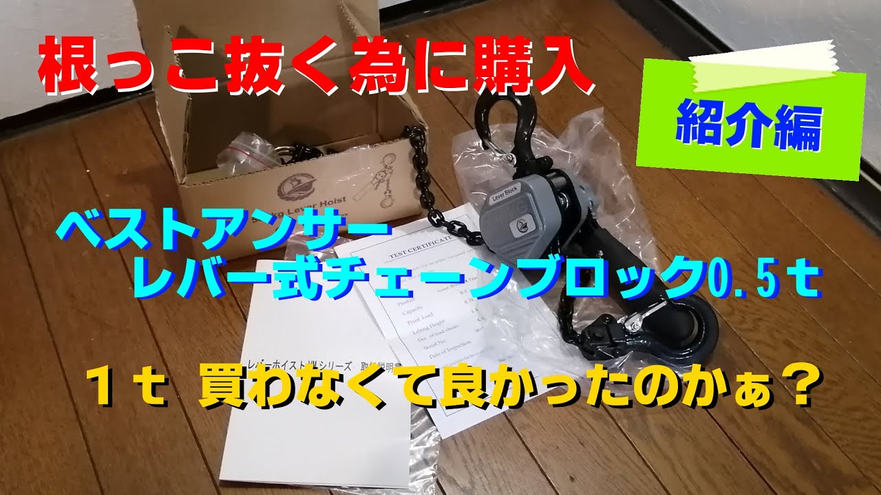 非常に助かるアイテム】ベストアンサー レバーホイスト0.5t（チェーン 