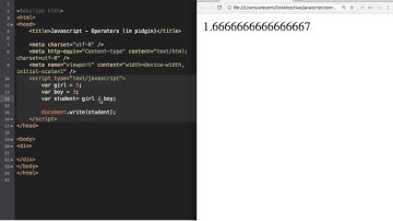 Javascript - Operators (in pidgin)