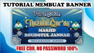 TUTORIAL DESAIN BANNER NUZULUL QUR'AN RAMADHAN #FREEDESAIN