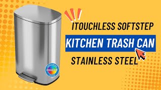 iTouchless SoftStep 13.2 Gallon Trash Can Review | Stainless Steel Step Trash Can with Odor Filter