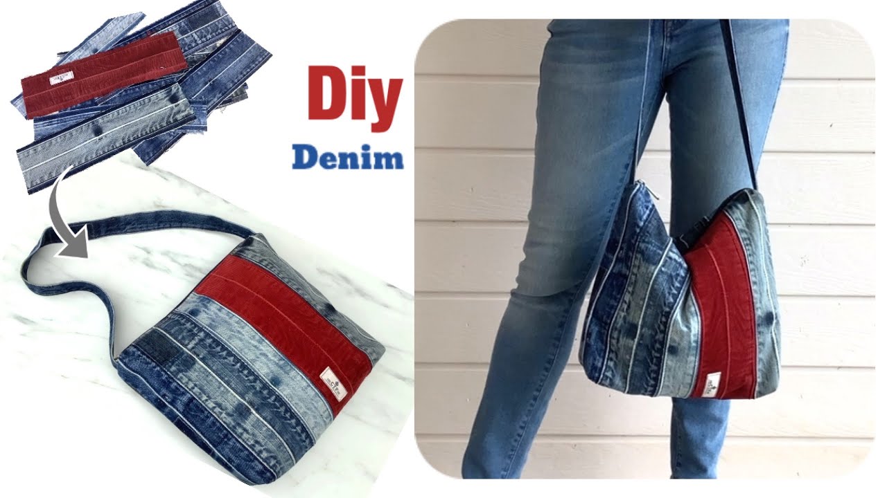 diy a denim soulder bag tutorial, sewing diy a shoulder bag from old ...