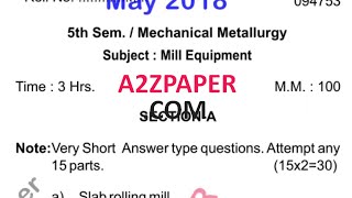 HSBTE Diploma 5th Sem Mili Equipment Question Paper May  2018 Resimi
