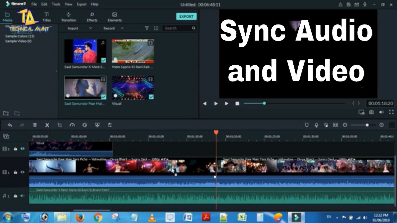 Properly Sync audio and Video on Filmora Editor V9, V8 Tutorial In