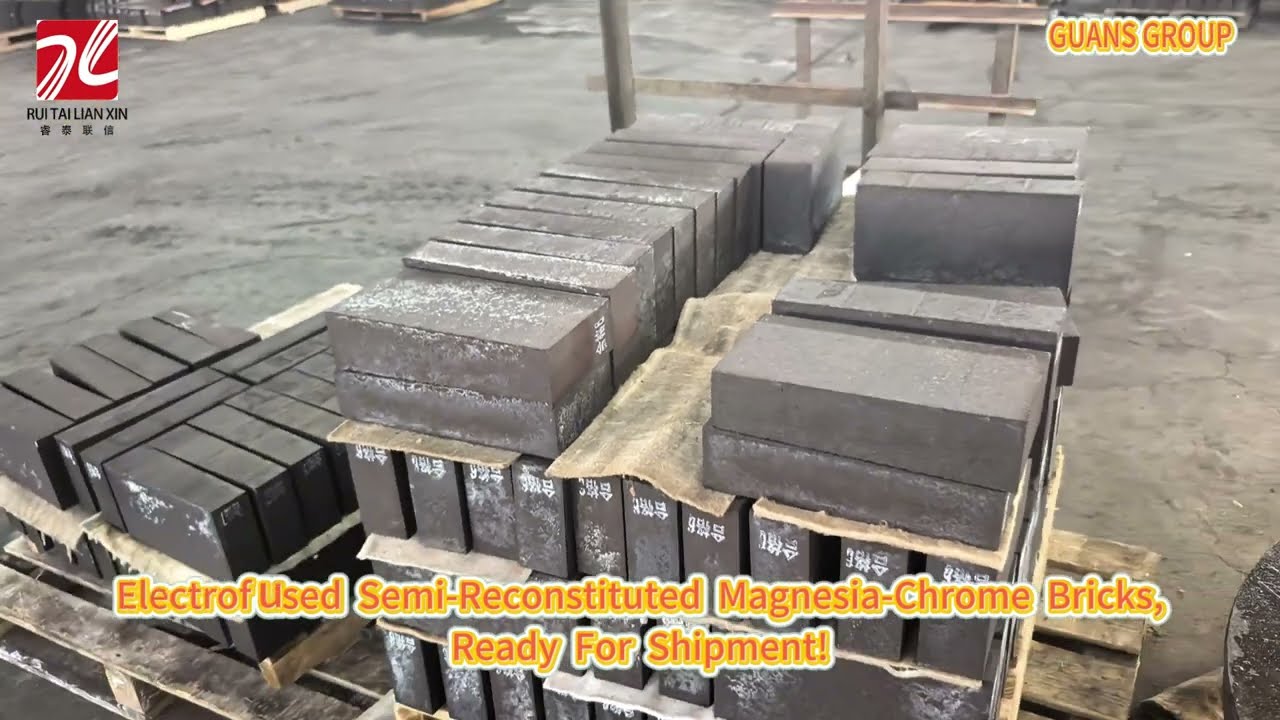 Electrofused semi-reconstituted magnesia-chrome bricks, ready for shipment!