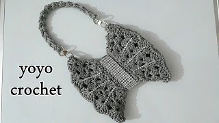 شنط كروشية / شنطة بورتيفه شكل فيونكة للمبتدئين - easy crochet bag #يويو كروشية #