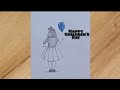 How to draw children's day special drawing|happy children's day 2025 drawing|cute girl drawing 