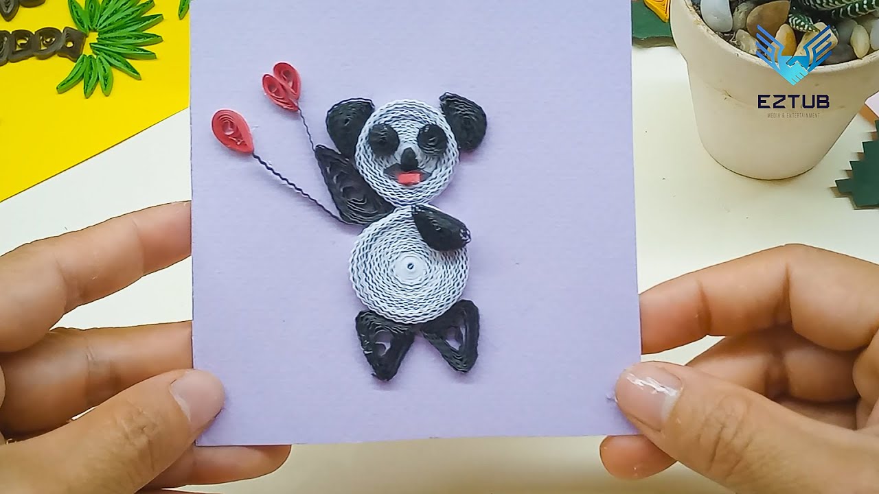 MPAP 03 How To Make Panda Holding Balloons Card / Easy Handmade Panda Holding Balloons Card Tutorial
