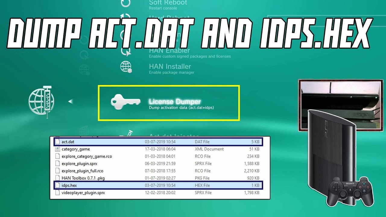 How to dump PS3 act.dat and idps.hex file via USB - HAN Jailbreak - YouTube