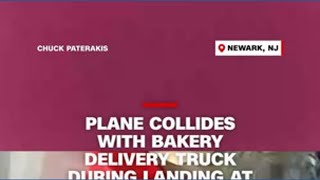 United Airlines plane collides with delivery truck
