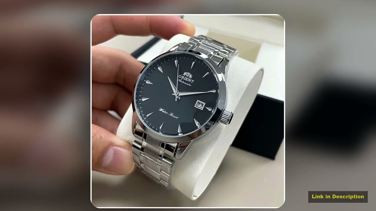 Orient Automatic Mens Watch Black Dial Stainless Steel Band Water Resistant Classic Business