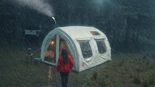 Luxurious and Warm Tent Camping in Heavy Rain