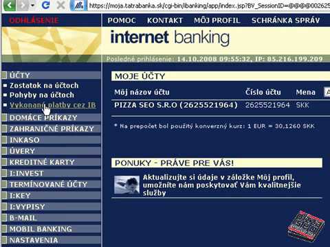 Tatra banka internet banking - použiteľnosť | Videocast Pizza SEO