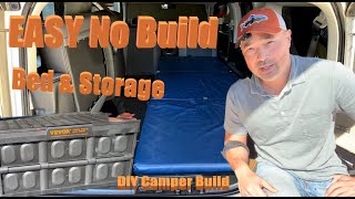 Easy No Build Camper Bed With TONS of Storage and Even a Table.  Stores Easily When Not In Use