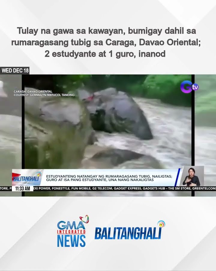 Tulay na gawa sa kawayan, bumigay dahil sa rumaragasang tubig... | Balitanghali