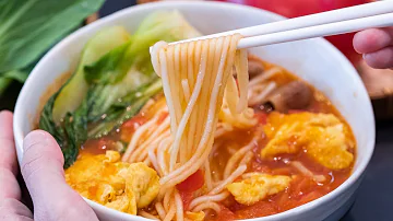 Tomato Egg Noodle Soup | 15 Minute Dinner Recipe