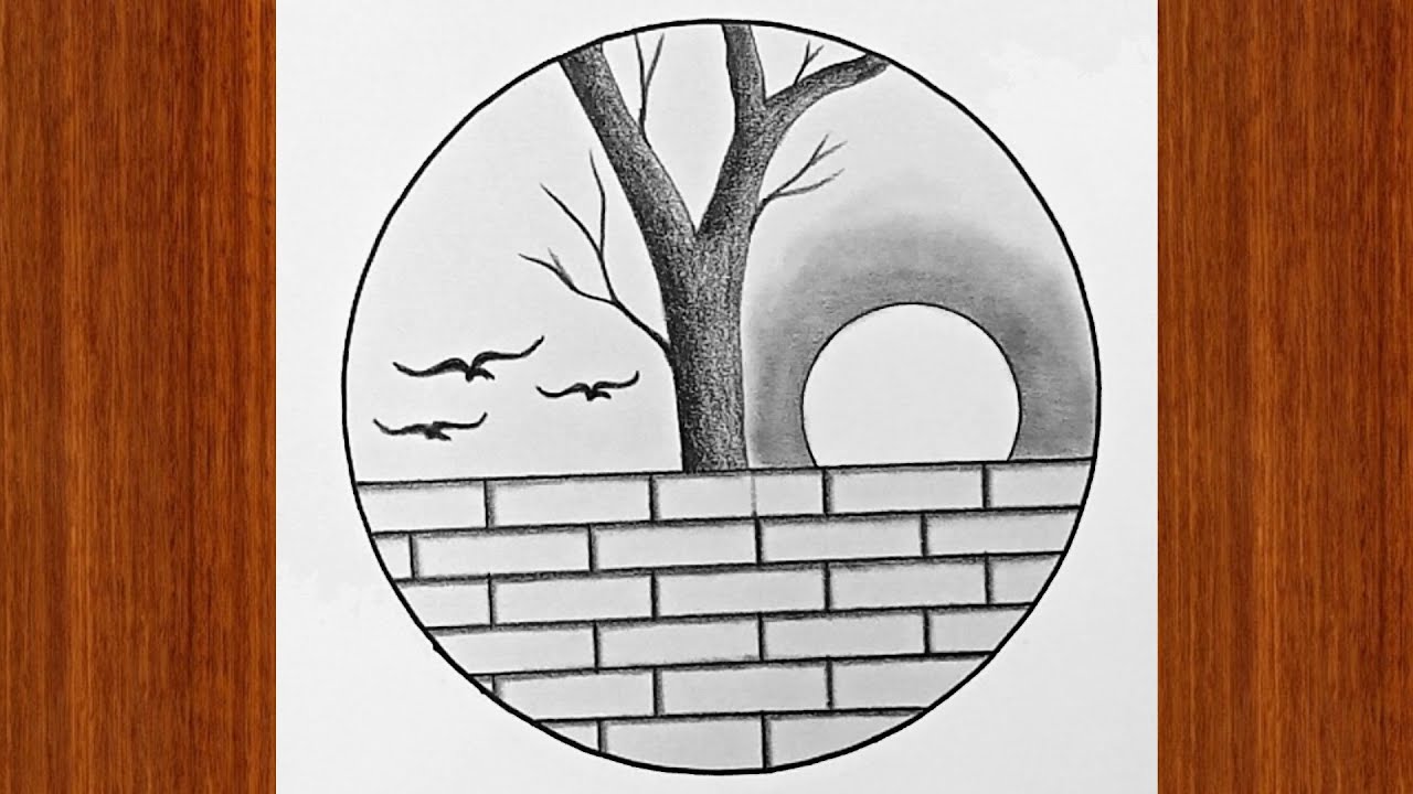 Easy circle scenery drawing, Easy drawing ideas for beginners, Circle ...