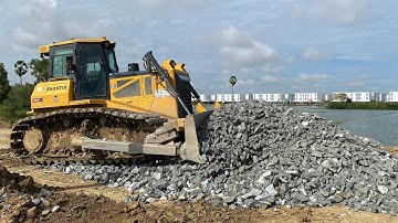 The best​​ Power​​ bulldozer push gravel !! SHANTUI DH17C2 !! New road construction equipment