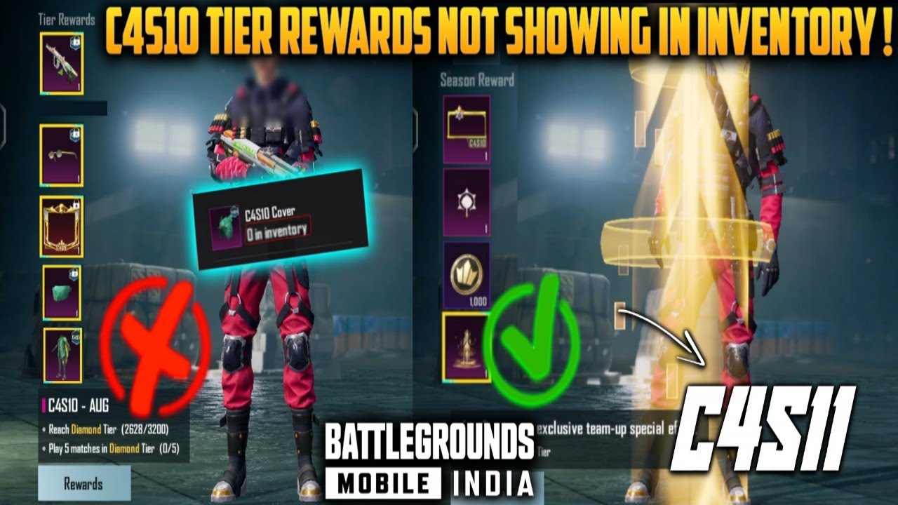 BGMI C4S10 Tier Rewards Not Showing In Inventory ! Kya Season Rewards (Title, Tag, Effect) Milenge?