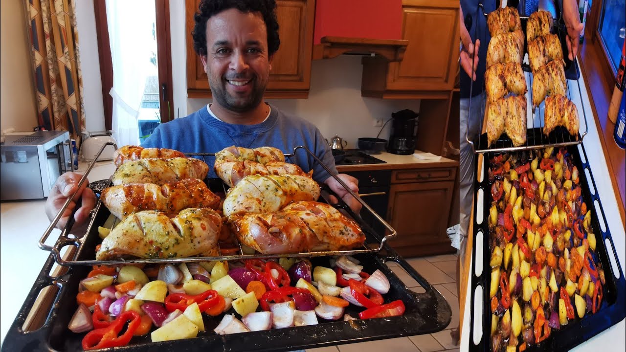 Lo que se puede llegar a hacer con una rejilla y bandeja de horno! POLLO  CON VERDURAS FACILISMO!!! - YouTube