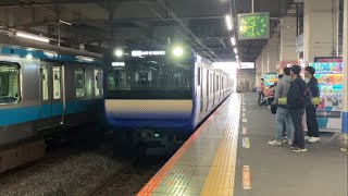 235系F-27編成+J-02編成回送列車が大船駅に到着するシーン