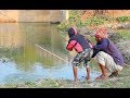 Live fish hunting technique - Fish hunting technique at the river with beautiful natural