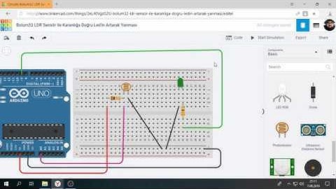 Tinkercad ile Arduino Bölüm 32 : Ldr Sensör ile Karanlığa Doğru Led