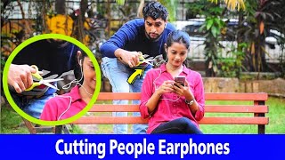 Cutting People Earphones Prank | Prakash Peswani Prank |