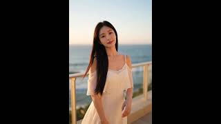 Ethereal Korean Model in Oceanfront Paradise | Dreamy Fashion Moments