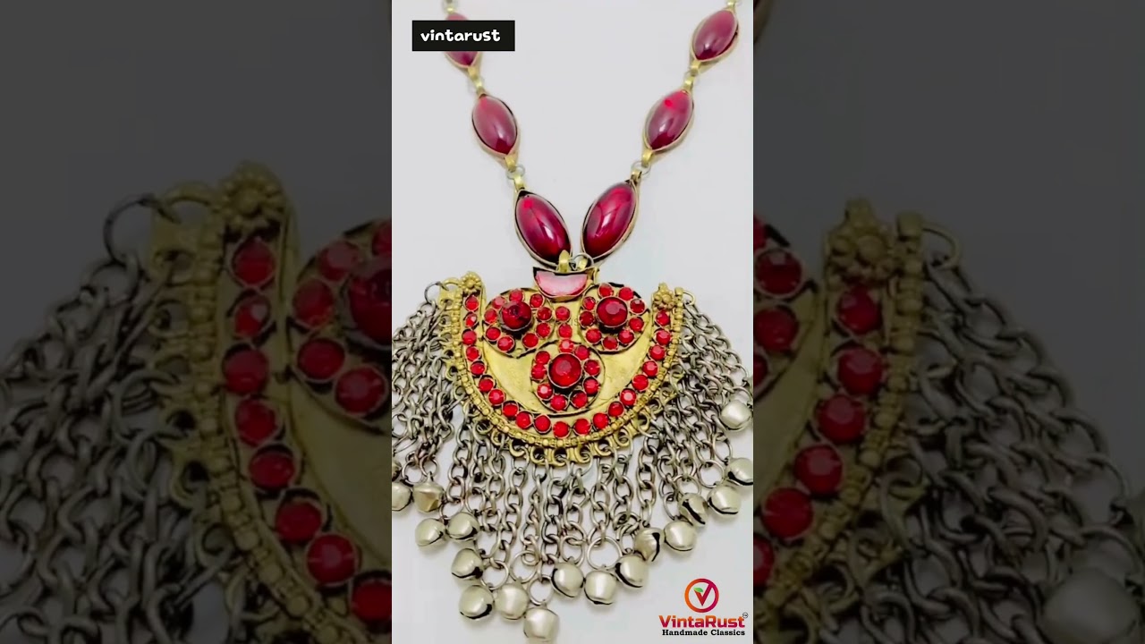 Handmade Red Stone Tribal Statement Necklace