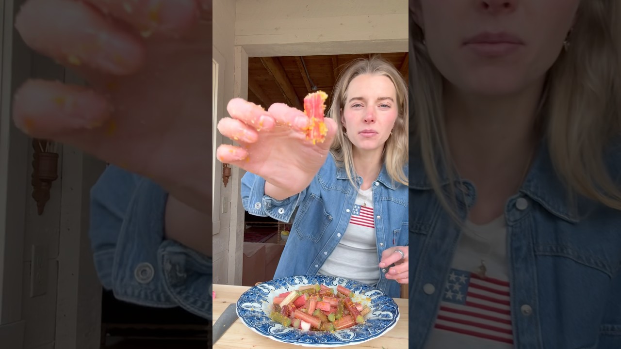 Roasted rhubarb with home made farmer protein vanilla ice cream!  🍦