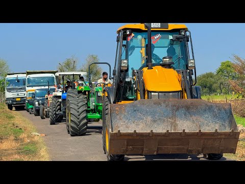 Jcb 3dx loading Mud in TATA Tippers Tractors Swaraj 855 Fe New Holland 3630 4x4 Tractor Thar Truck