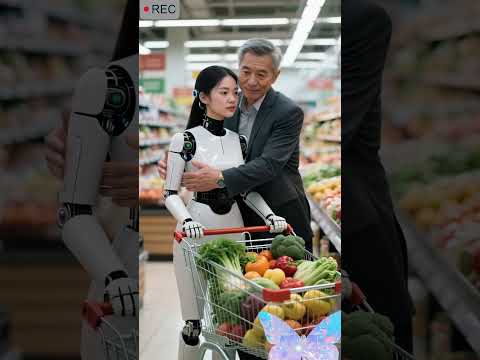 Beauty robot goes to the supermarket with the elderly#shorts #robot #机器人