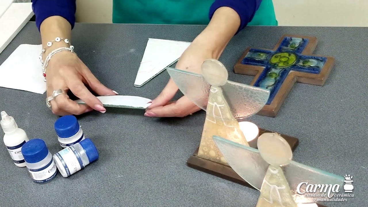 VITROFUSIÓN - ENSAMBLAJE DE VARIOS VIDRIOS - Angelita para Primera Comunión