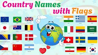"Country Names with Flags"| Learn World Flags for Kids|20 Country Flags with Names |#Country Names🏳️