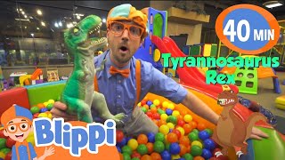 Blippi Visits an Indoor Playground (Kinderland) | Kids Show | Toddler Learning | Dinosaurs