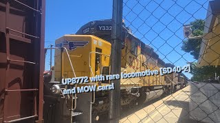 UP8772 with rare locomotive [SD40-2] and MOW cars! (UNUSUAL CAPTURE)