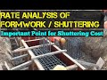 Rate Analysis of Shuttering and Form work OR Shuttering Cost Calculation Method