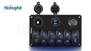 Nilight 6 Gang 5 PIN Laser Etched Aluminum Switch Panel