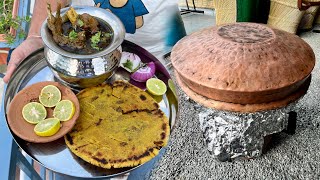 ताँबें के बर्तन में बना हरियाली कीमा मांस साथ बेजड़ का KEEMA टिक्कड़ | RAJASTHAN FOOD SPECIAL RECIPE