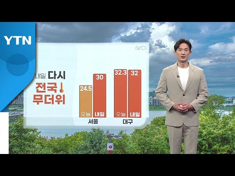 [날씨] 내일 다시 무더위...전국 돌풍·벼락 동반 소나기  / YTN