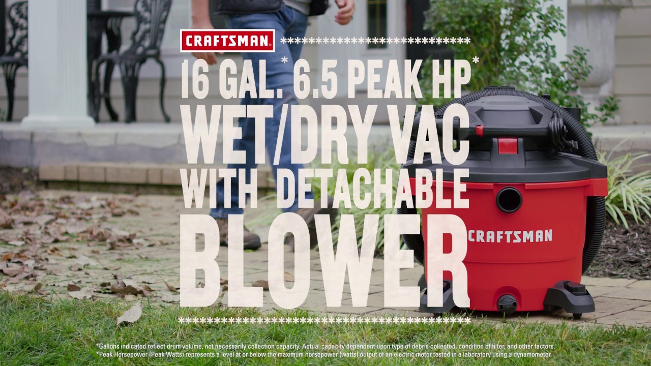 CRAFTSMAN 16 gal.* 6.5 Peak HP** Wet/Dry Vac with Attachments YouTube