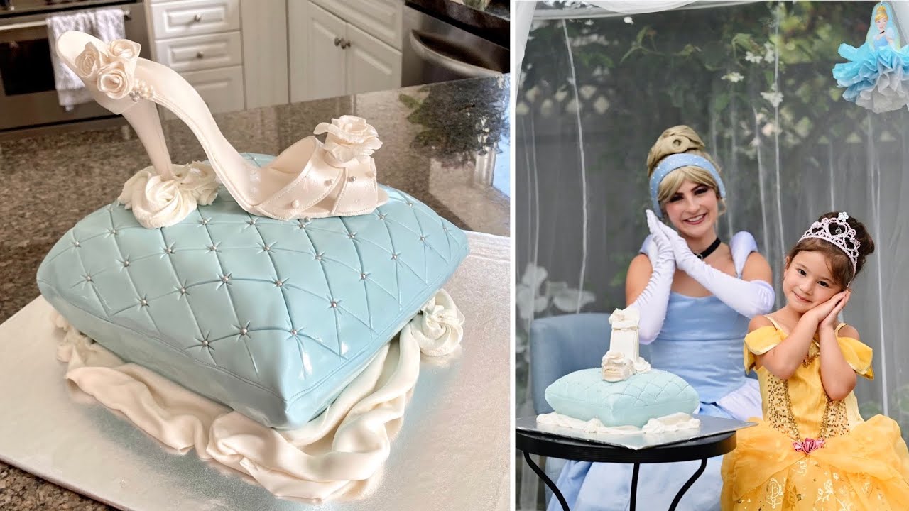 How to Make a Cinderella Shoe and Pillow Cake | I Had a FAIL with This! | Carved Cake Tutorial