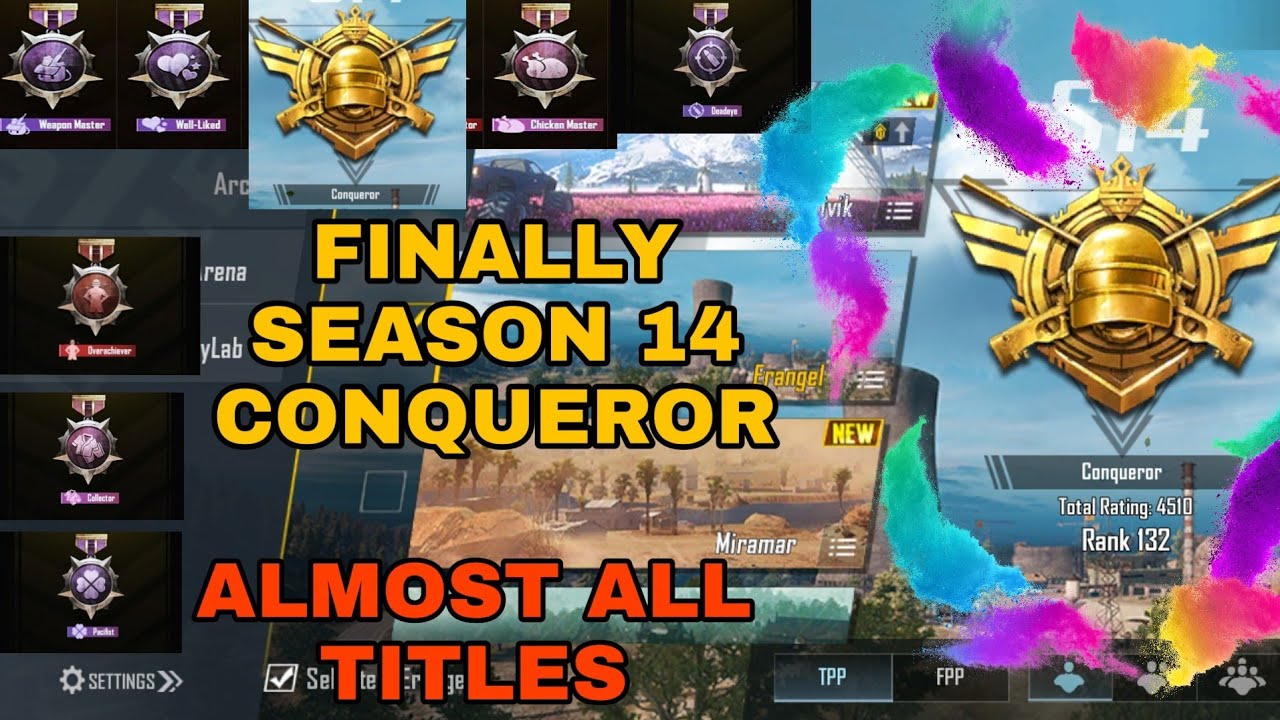 SEASON 14 CONQUEROR | Almost All PUBG TITLES | SOLO CONQUEROR IN JUST 125 MATCHES | AMPLIFIER YT ❤️