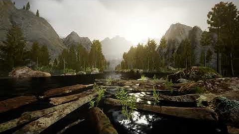 My First UE4 Project! Mountain Lake Test Scene in Unreal Engine 4.25 with Sky and Atmosphere, RTX