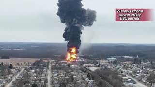 21 News drone captures East Palestine-controlled explosio