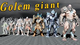 Golem giant and various elementals 3D | Compare Zise Golem | gaint