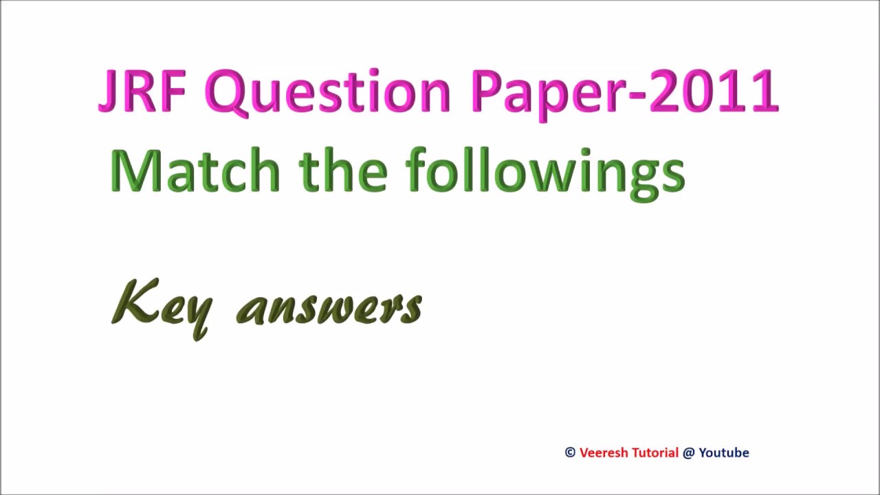 4.ICAR-JRF-2011 Question paper (Match the following)