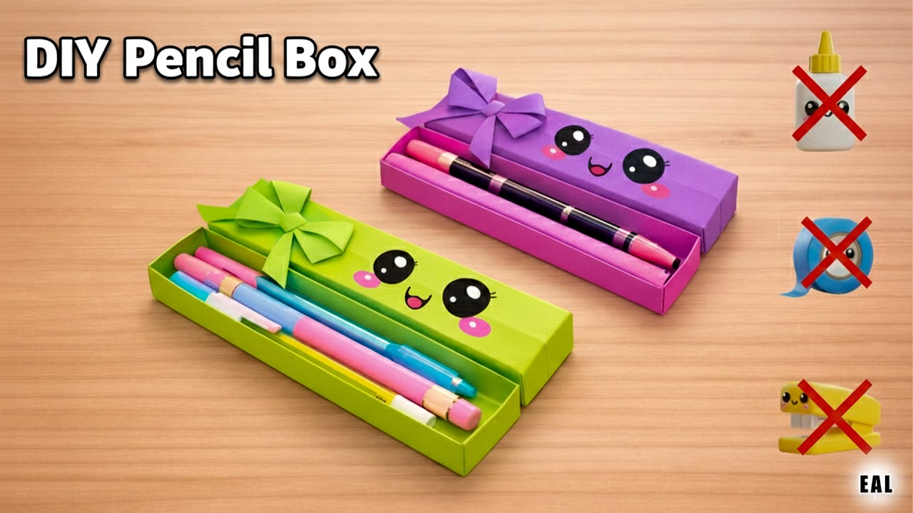DIY Easy Origami Pencil Box ✏️ | No Glue, No Scissors | Cute Paper Organizer for Kids #shorts